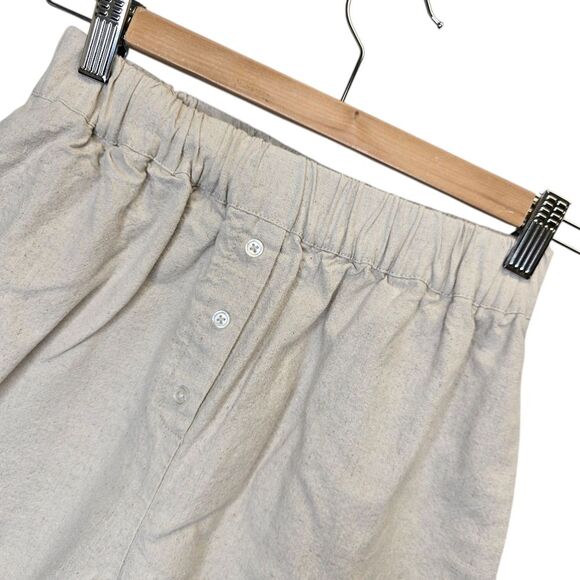 ASOS Women's 0 High Waist Cream Linen Blend Shorts with Elastic Waistband - Picture 2 of 11